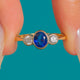 Antique 18ct Gold Royal Blue Sapphire Diamond Trilogy Ring, 0.55ct Sapphire