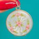 Edwardian Silver Guilloche Enamel Locket with Pink Roses