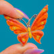 Pretty Sterling Silver Red Enamel Butterfly Pendant