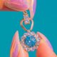 Art Deco 9ct Gold Blue Zircon White Sapphire Cluster Pendant