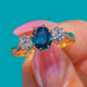 18ct Gold Saphir-Diamant-Trilogie-Ring, um 1970