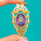 Anhänger aus 18ct Gold mit Rosenschliff-Diamanten und Amethyst, 0,70ct Diamant