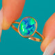 VIVID 15ct Gold Black Opal Doublet Solitaire Ring
