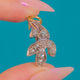 15ct Gold und Silber Eichenblatt-Anhänger mit Rosenschliff-Diamanten