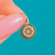 Diamond star charm, front view showing open beaded Gold border