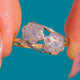 18ct Gold & Platinum Diamond Double Daisy Toi-et-Moi Cluster Ring