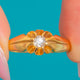 18ct Gold Alter Minenschliff-Diamant Belcher- / Buttercup-Ring um 1913