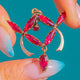 RARE French 18ct Gold Perpignan Garnet Shamrocks Drop Pendant