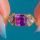 FINE 18th Century Georgian Rococo Era 15ct Gold Amethyst Rose-Cut Diamond Ring, c.1780
