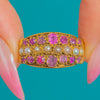 18ct Gold Victorian Rubin-Perlen Halbreifen-Ring um 1884