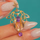Art Nouveau 15ct Gold Amethyst Drop Pendant