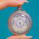 Antike gravierte Damen-Taschenuhr aus Silber, schildförmiges Zifferblatt