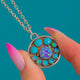 Vintage Silver Opal Doublet & Turquoise Pendant, 17" Chain
