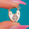 Art Deco Anhänger in Lozenge-Form aus 9ct Gold mit Diamant und Vorhängeschloss
