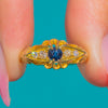 Stilvoller antiker 18ct Gold-Saphir-Diamant-Boot-Ring