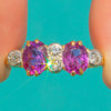 Antiker 18ct Goldring mit rosa Saphir und Diamant, Sechsstein, um 1890