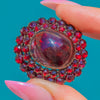 Large Victorian Garnet Cabochon Cluster Pendant, 16.80ct