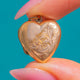 Victorian 9ct Gold graviertes Herz-Medaillon