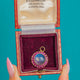 Antiker Anhänger aus 9ct Gold mit Mondstein und Rubin-Halo, 4,00ct Mondstein