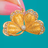 Art Nouveau Anhänger aus 14ct Gold mit Perle und Kleeblatt