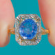 French Art Deco 2.70ct 18ct Gold Cornflower Blue Sapphire Ring - 2.70ct No Heat Sapphire