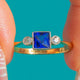 Art Deco 18ct Gold & Platinum French Cut Sapphire Diamond Trilogy Ring