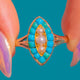 Victorian 9ct Gold Turquoise Pearl Navette Ring