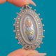 Victorian Ästhetik Silbermedaillon mit 9ct Roségold und Grüngold-Rose