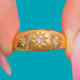 Seltener Chester-Punze gewölbter 18ct Gold Diamant Stern Gypsy-Ring um 1905