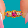 18ct Gold Rubellit-Turmalin & Diamant Fünfstein-Ring
