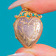 Antique 9ct Gold Engraved Puffy Heart Locket with Forget-Me-Not Flowers