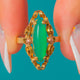 Arts & Crafts Era 14ct Gold Green Chalcedony Ring
