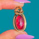 Antiker Anhänger aus 9ct Gold mit foliertem Granat-Cabochon