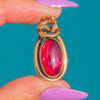 Antiker Anhänger aus 9ct Gold mit foliertem Granat-Cabochon